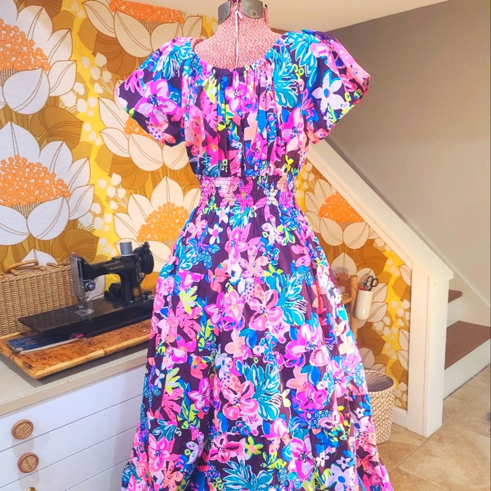 Floral Maxi Dress with Puff Sleeves